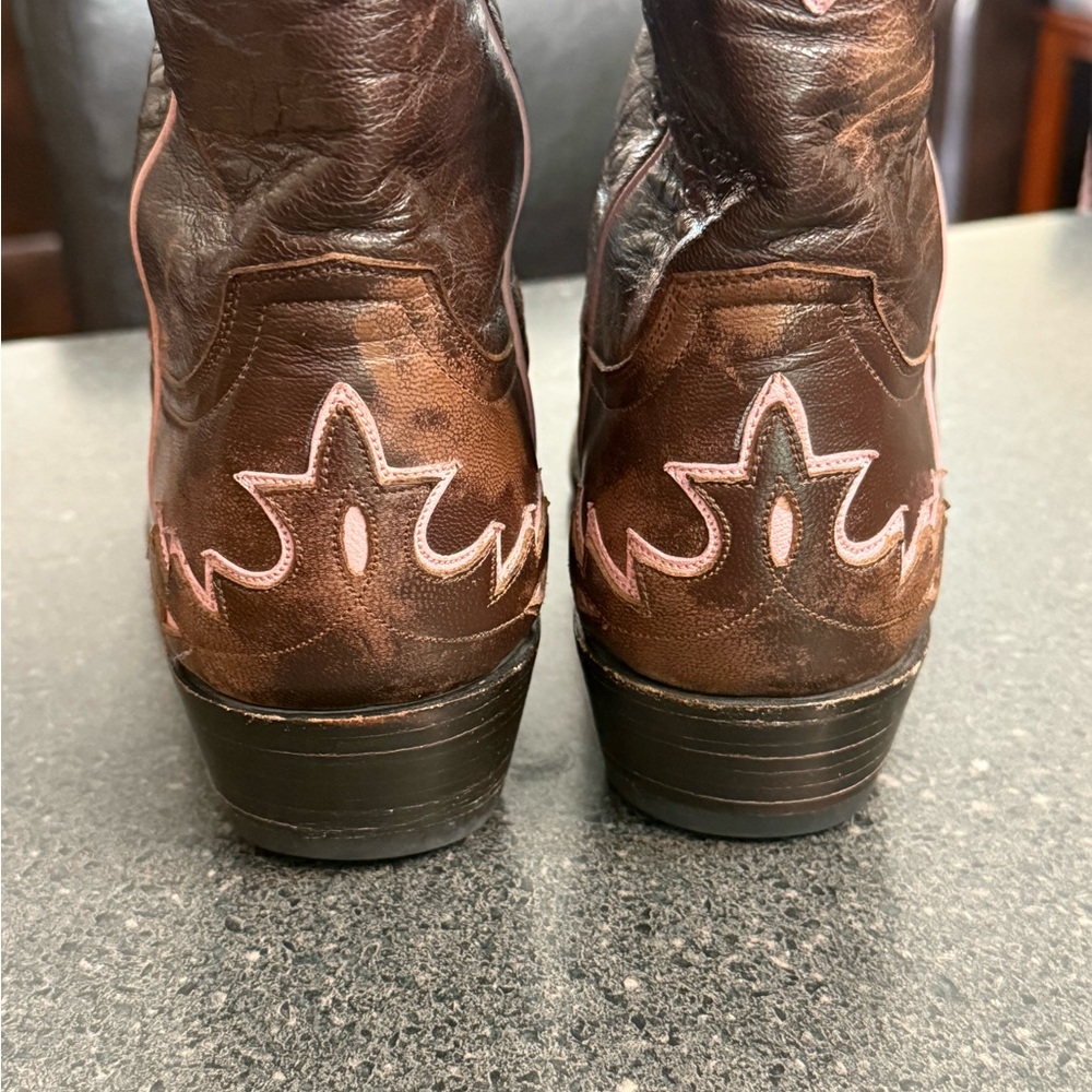 Old Gringo Villa Brown and Pink Leather Western Cowboy Boots size 8.5B Women's - Picture 8 of 8